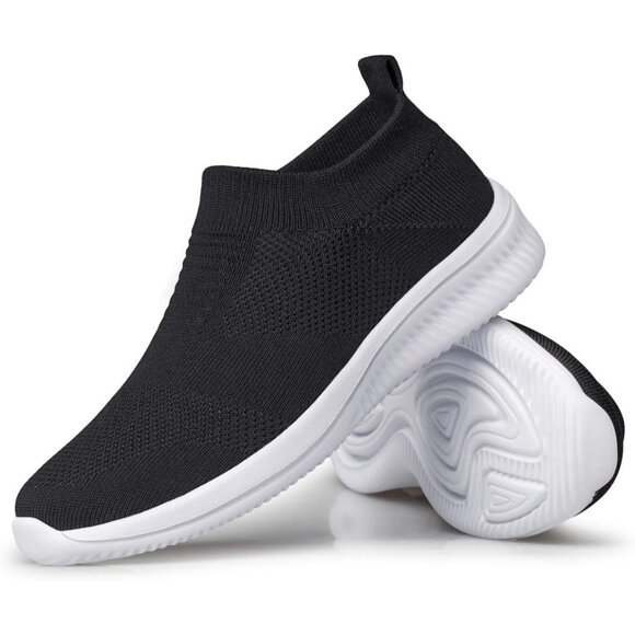 Sillenorth Mens Light Black Sock Sneakers Lightweight Flat Casual Running Shoes - Picture 6 of 7